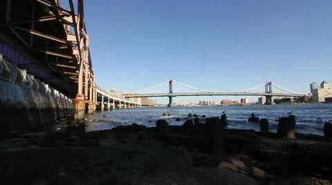 Manhattan Bridge Slow Motion Video stock 9881101