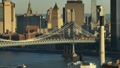 The Manhattan Bridge at sunrise Stock Footage 309081040