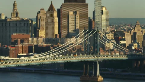 The Manhattan Bridge at sunrise Stock Footage 309081089