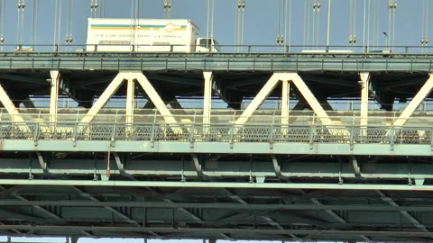 Manhattan Bridge Timelapse Train And Bridge Movement Stock Footage 132708283