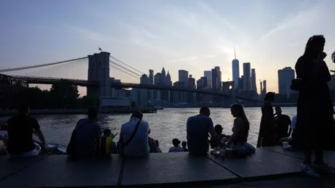 Manhattan bridge view at sunset Stock Footage 295461217