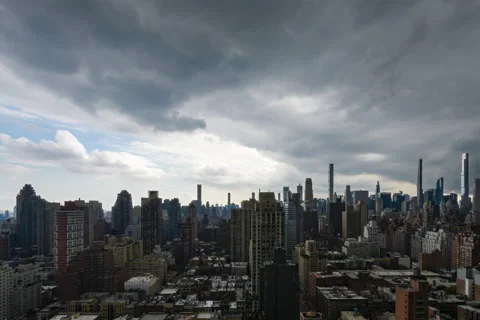 Manhattan Cityscape Storm Timelapse Stock Footage 196609039