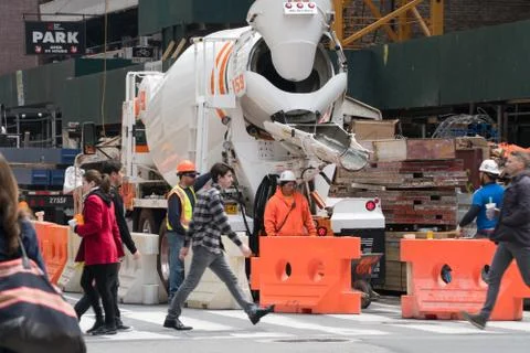 Manhattan construction site building skyscraper. Stock Photos