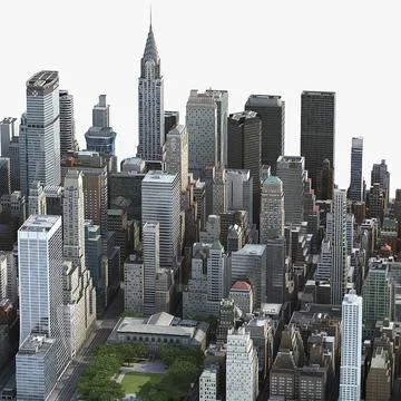 Manhattan District block01 Low Poly 3D Model