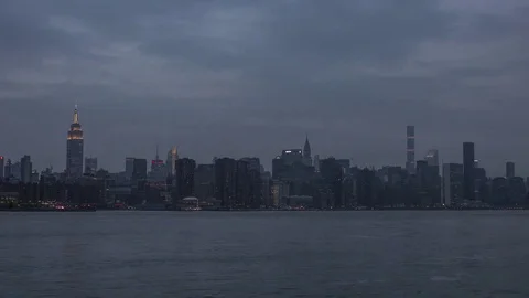 Manhattan at Dusk from Brooklyn Stock Footage 75973213
