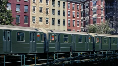 Manhattan Elevated Subway Passing Stock Footage 339634333