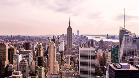 Manhattan &amp; Empire State Building time lapse pan fx Stock Footage 69931372