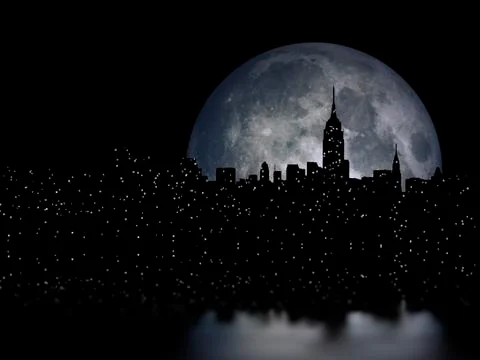 Manhattan Full moon Illustrazione stock