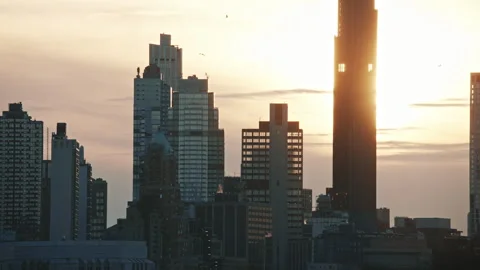 Manhattan High-Rises with Sunlight New York Stock Footage 308914503