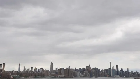 Manhattan landscape under clouds Stock Footage 114247077