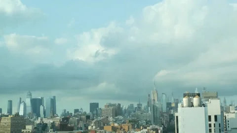 Manhattan Midtown, Empire State Building, Hudson Yards, rooftop on Bowery 스톡 동영상 340910432
