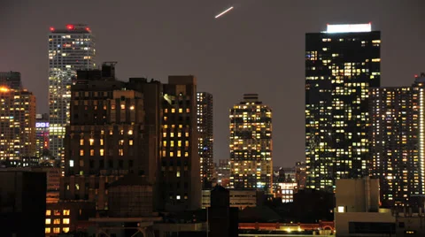 Manhattan Midtown at Night Stock Footage 34999474