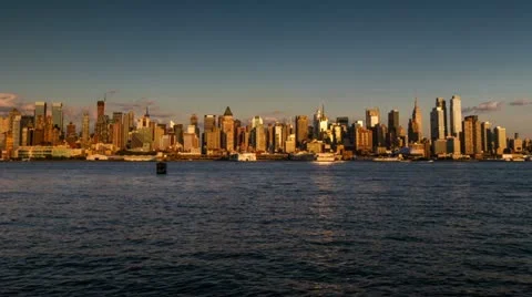 Manhattan New York City Day Night Beautiful NYC Skyline Timelapse Stock Footage