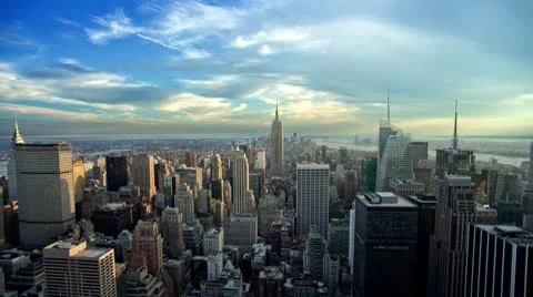 Manhattan New York City Empire State Building NYC Day to Night 24 Seamless Loop Stock Footage