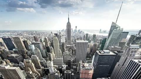 Manhattan New York City Timelapse with Empire State Building in 4K (fisheye) Stock Footage