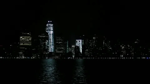 Manhattan at Night Stock Footage 22664975