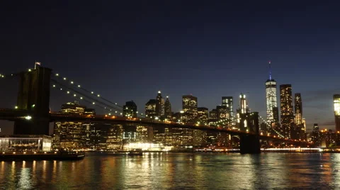 Manhattan at Night Stock Footage 66730043