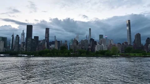 Manhattan at night on the hudson Stock Footage 310657151