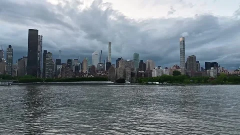 Manhattan at night on the hudson Stock Footage 310657163