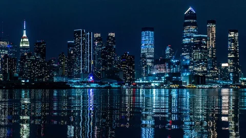 Manhattan at Night Hyperlapse 2020 Stock Footage 127864350