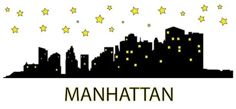 Manhattan at night Ilustración de archivo