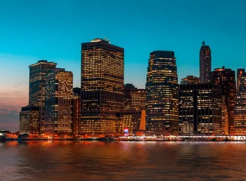 Manhattan at night Stock Photos