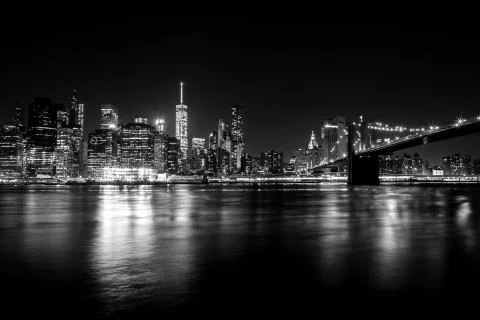 Manhattan at Night Stockfoto's