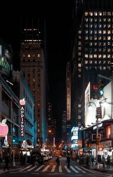 Manhattan at night Stock Photos