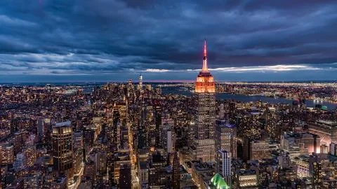 Manhattan by night Stock Photos