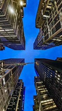 Manhattan by night Stock Photos