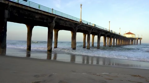 Manhattan pier and beach. Los Angeles Stock Footage 154805389