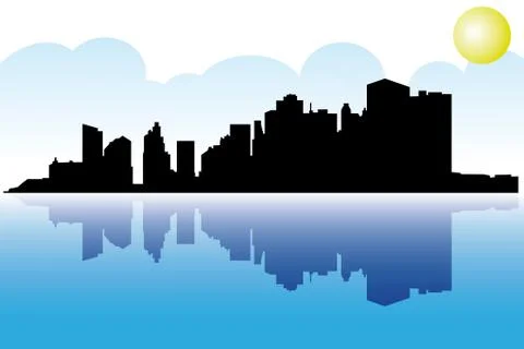 Manhattan with reflection Illustrazione stock