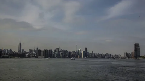 Manhattan shot from Brooklyn, Daytime, Upper East Side Stock Footage 76025553