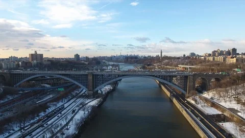 Manhattan Sky line, GW Bridge on foreground Video stock 98102553