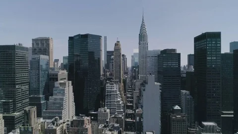 Manhattan Skyline with the Chrysler Building in New York City Stock Footage