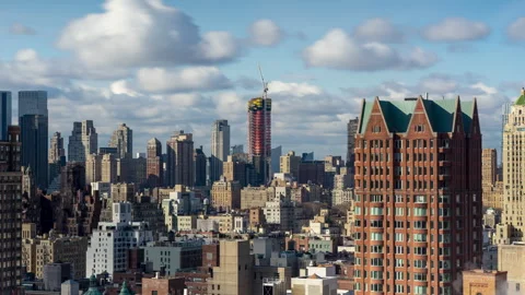 Manhattan Skyline Clouds Timelapse Stock Footage 257796294