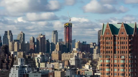 Manhattan Skyline Clouds Timelapse Zoom Out Stock Footage 257793835