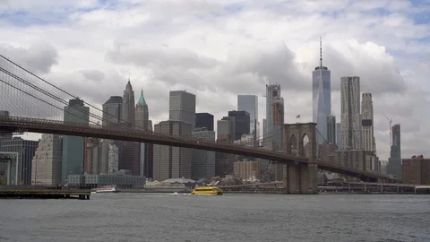 Manhattan skyline on a cloudy day Stock Footage 114204202