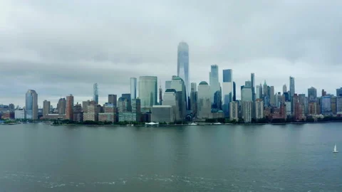 Manhattan Skyline on a cloudy day Stock Footage 170041344