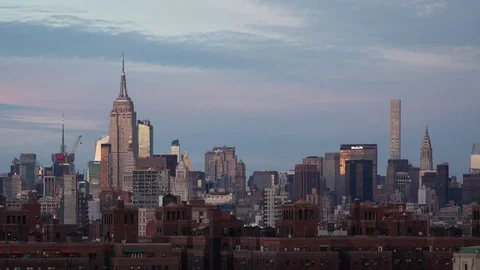 Manhattan Skyline Day to Night Sunset Timelapse New York City NYC Stock Footage