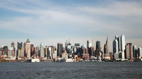 Manhattan skyline at daytime Stock Footage 22566213