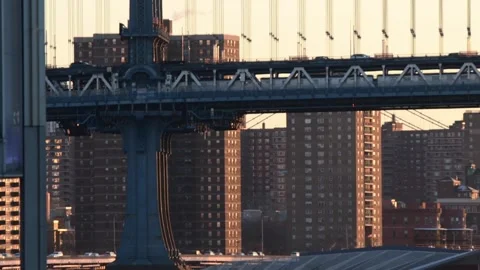 Manhattan skyline dramatic ligh cityscape waterfront Stock Footage 255664906