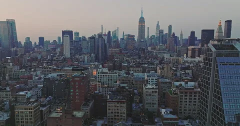 Manhattan Skyline at evening Stock Footage 201498773