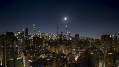 Manhattan Skyline Gradient Wipe Time Shift Crop Stock Footage 164672552
