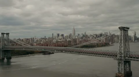 Manhattan skyline with Hudson River. Stock Footage 10936374