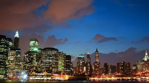 Manhattan skyline at night Stock Footage 603631
