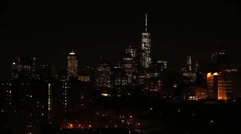 Manhattan Skyline at Night Video stock 51808828