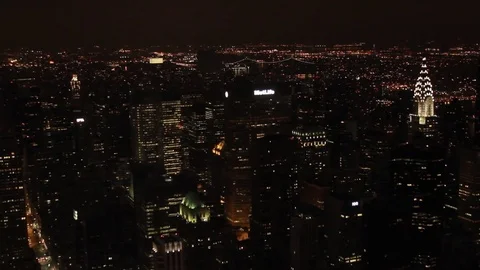 Manhattan skyline night Stock Footage 76089383