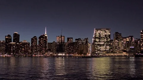 Manhattan Skyline at night Video stock 82579067