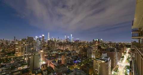 Manhattan Skyline Night Stock Footage 115220743